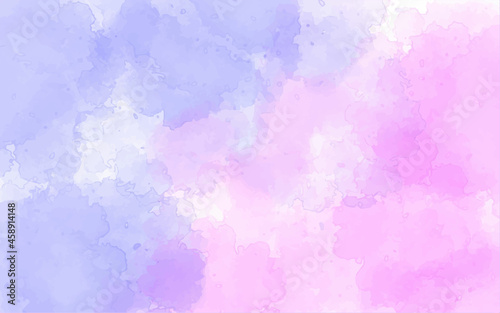 Blue pink white watercolor bright hand drawn vector illustration. Paper texture background for card, text design, print. Aquarelle abstract colorful smudges brush paint element for fabric, wallpaper
