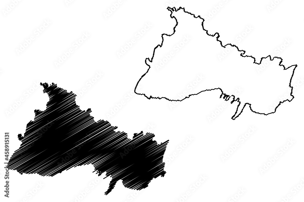 Dharmapuri district (Tamil Nadu State, Republic of India) map vector illustration, scribble sketch Dharmapuri map