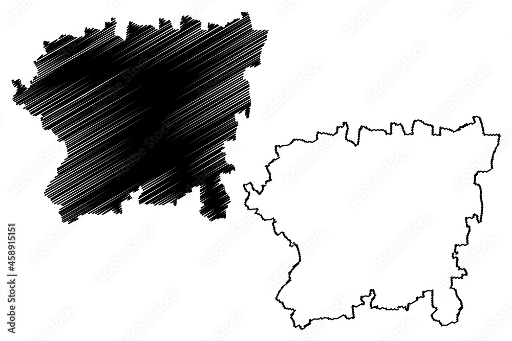 Dharwad district (Karnataka State, Republic of India, Belgaum division) map vector illustration, scribble sketch Dharwad map