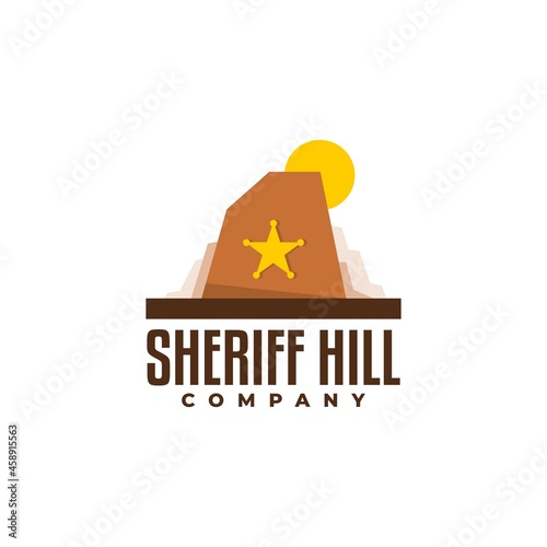 Illustration of a sheriff hat forming a hill. Good for any business with an American style.