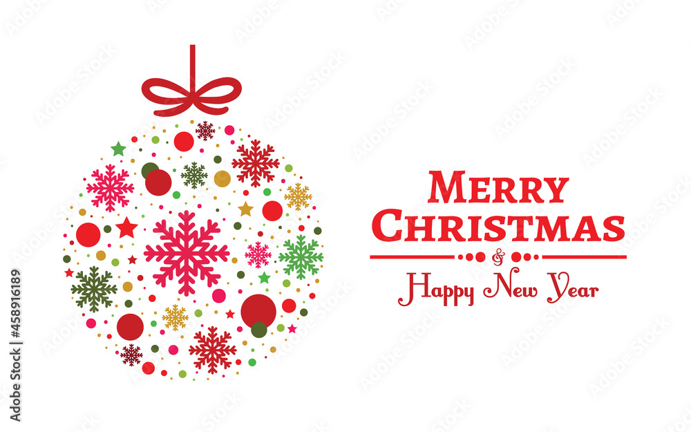 Merry christmas greeting card, christmas ball vector design. Merry christmas greeting card, christmas ball vector design.