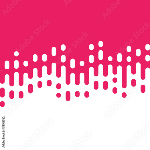 Abstract seamless vector transition of two colors. Rounded lines blended in. Pattern of white and pink lines. Looks like dipping paint or rain. Vector illustration on pink background