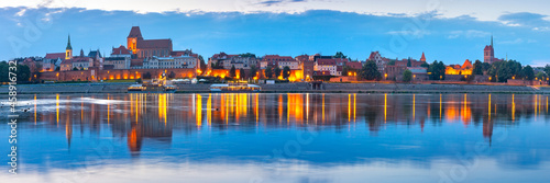 Evening panorama of Old Town of Torun seen from the Vistula, Poland