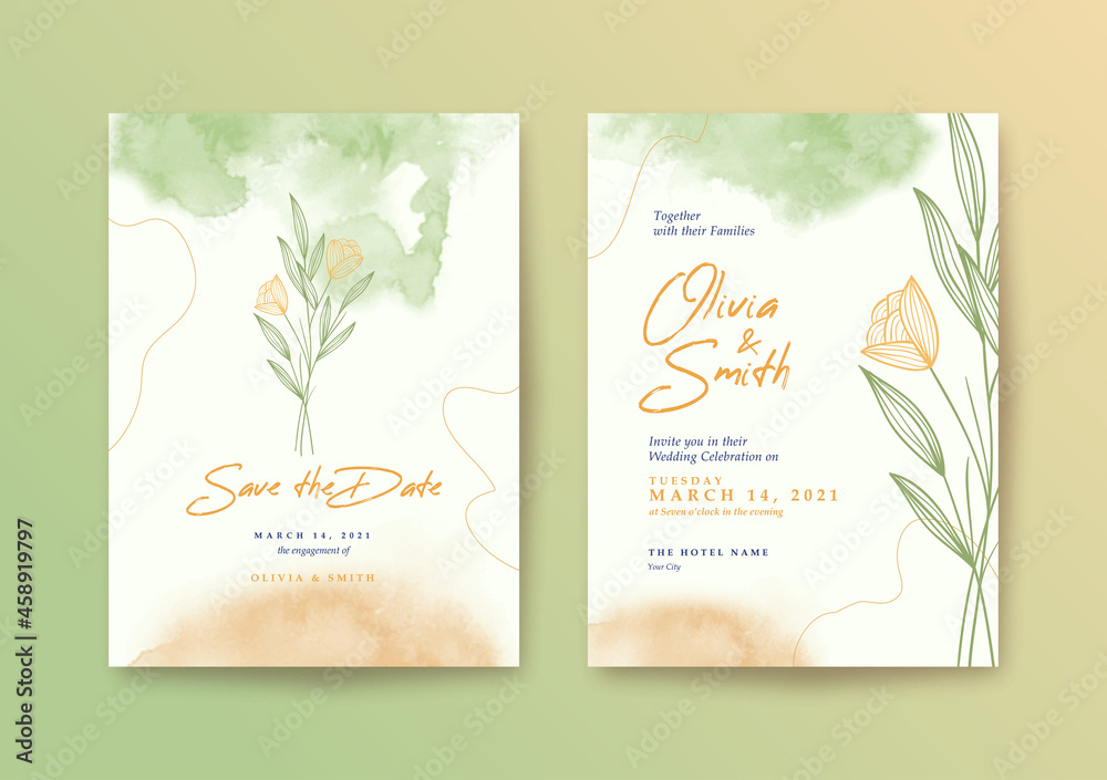 Beautiful and sweet wedding invitation set template