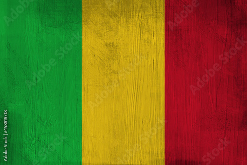 Patriotic wooden background in color of Mali flag