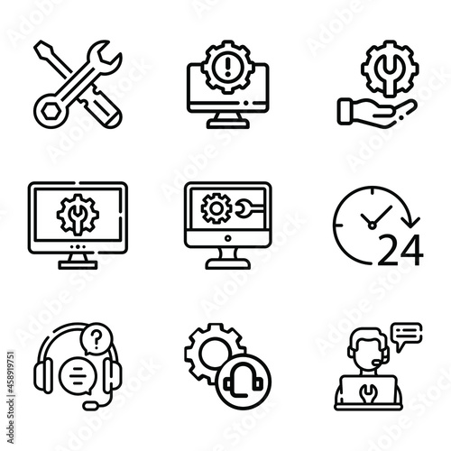 Collection of IT help desk customer support vector