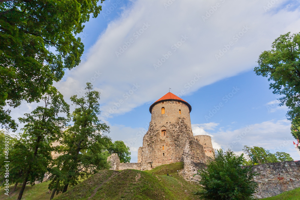 Old town, city, castle and park in Cesis, Latvia