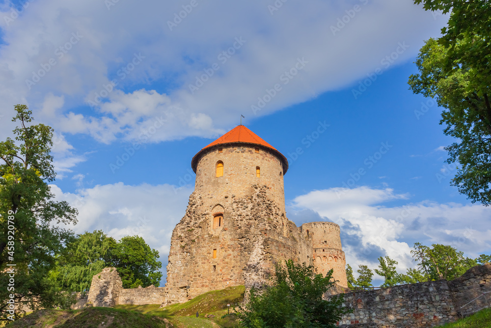 Old town, city, castle and park in Cesis, Latvia