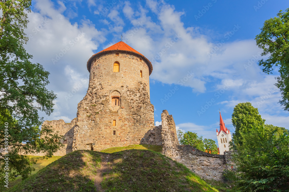 Old town, city, castle and park in Cesis, Latvia