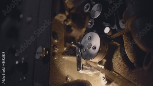 Beautiful cinematic footage of vintage film projector photo
