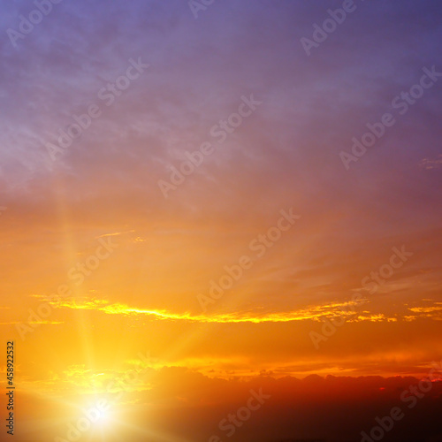 Gorgeous panorama scenic of the strong sunrise