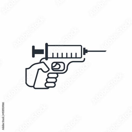 The syringe is a pistol. Vector linear icon isolated on white background.