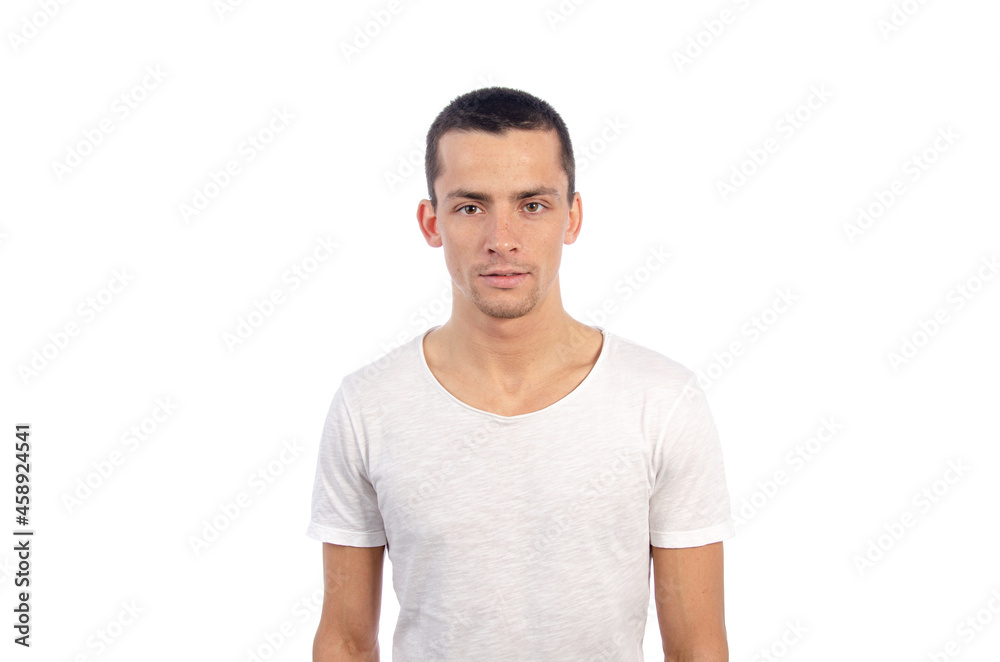 Young attractive sporty guy. White background. Young attractive sporty guy. White background.
