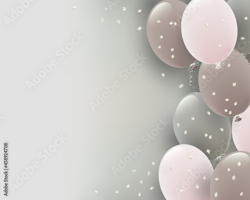 くすみカラーの風船イラスト背景