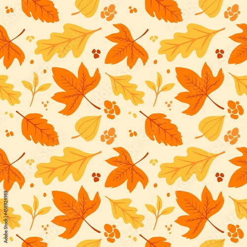 Autumn leaves Illustration pattern Vector