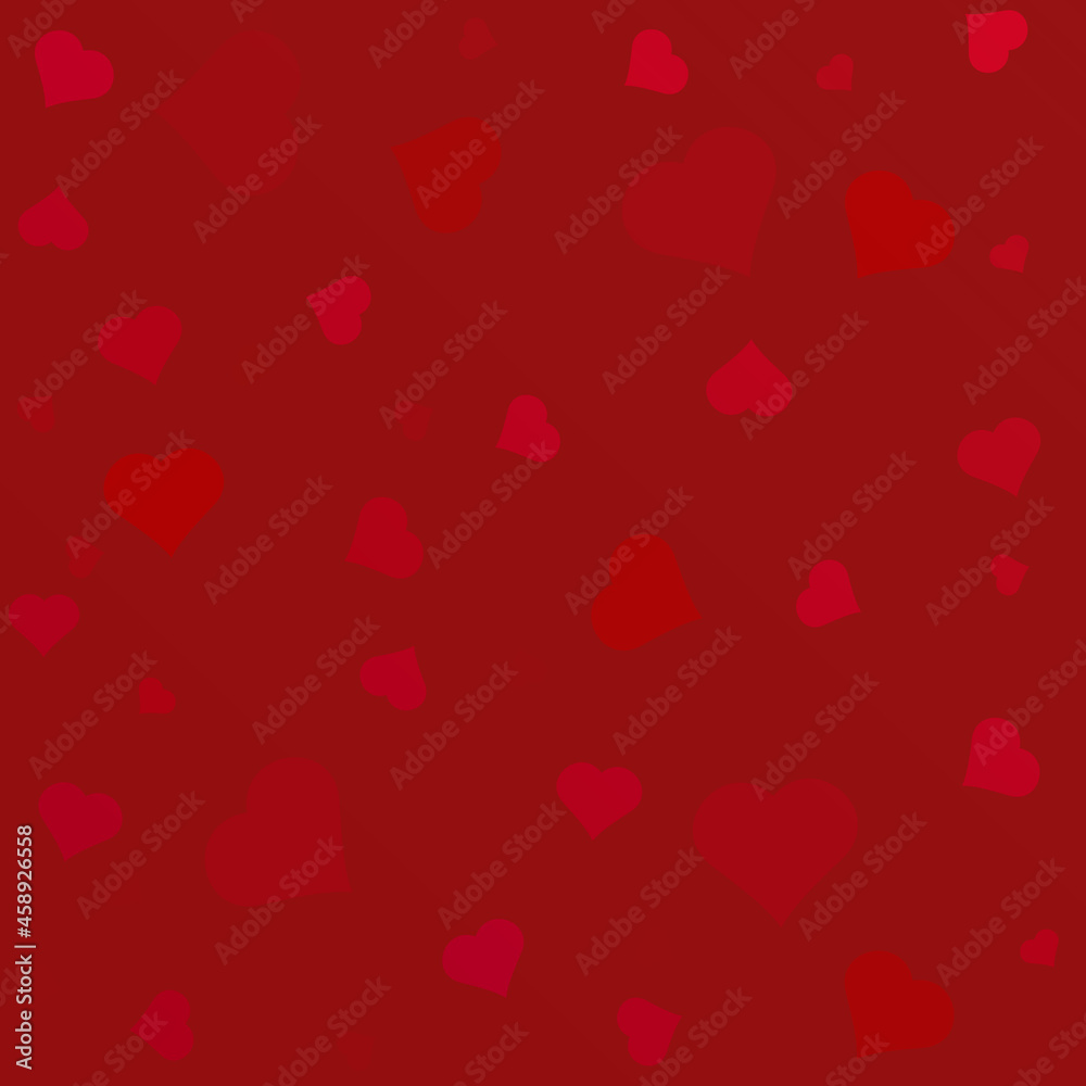 Red heart shapes on red background vector illustration