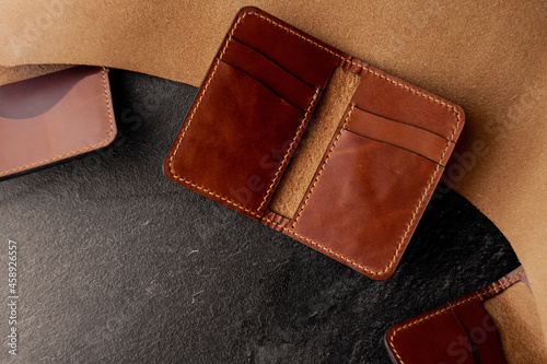 wallet with money , handmade bifold, leather product blank 