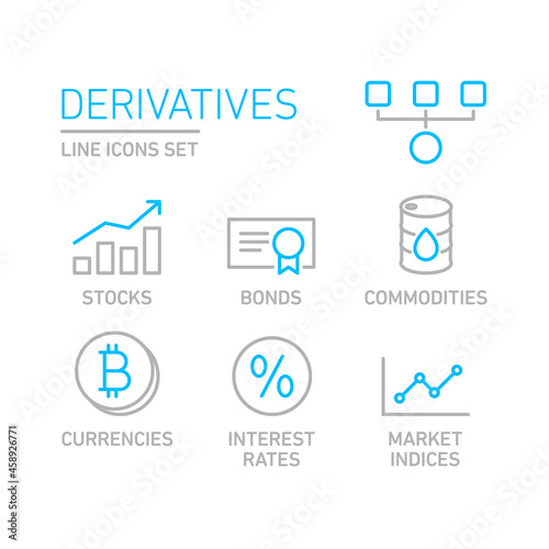 Derivatives vector infographic icon set. Trendy modern flat linear vector derivatives icon on white background from thin line, derivatives collection, outline vector illustration photo