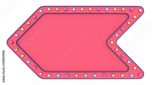 Pastel light board sign retro on white background. 3d rendering