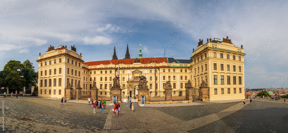 Hradcany Square with Matthias Gate, the main entrance to the first courtyard of Prague Castle, Prague, Czech Republic