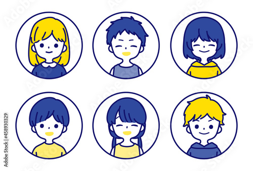 人物アイコンセット_子供_笑顔
