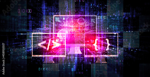 Coding and Programming Concept - Icons of Computer Code on Digital Background