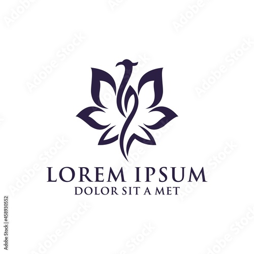 flower with bird illustration logo designs vector. editable