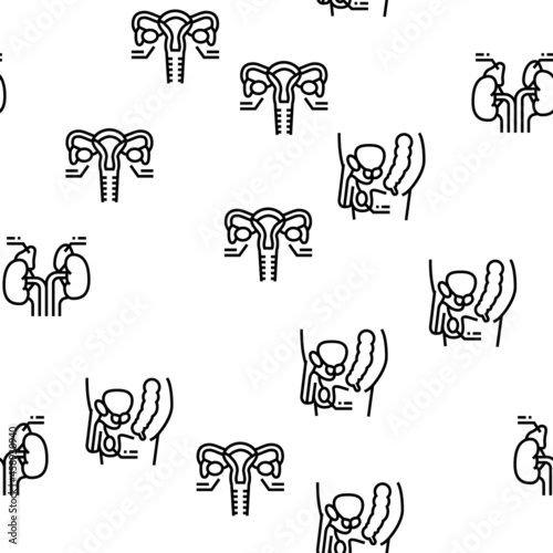 Endocrinology Medical Disease Vector Seamless Pattern Thin Line Illustration