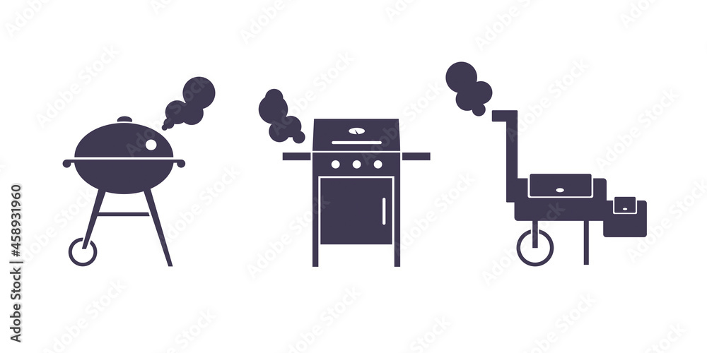 SVG. BBQ, grill, barbecue equipment set. Vector for cutting. Isolated