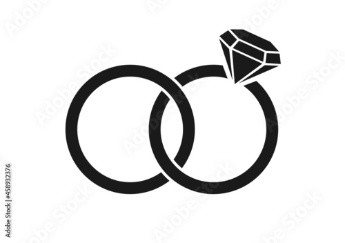 Vector wedding rings icon on background