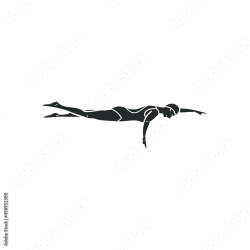 Swimmer Woman Icon Silhouette Illustration. Water Sports Vector Graphic Pictogram Symbol Clip Art. Doodle Sketch Black Sign.