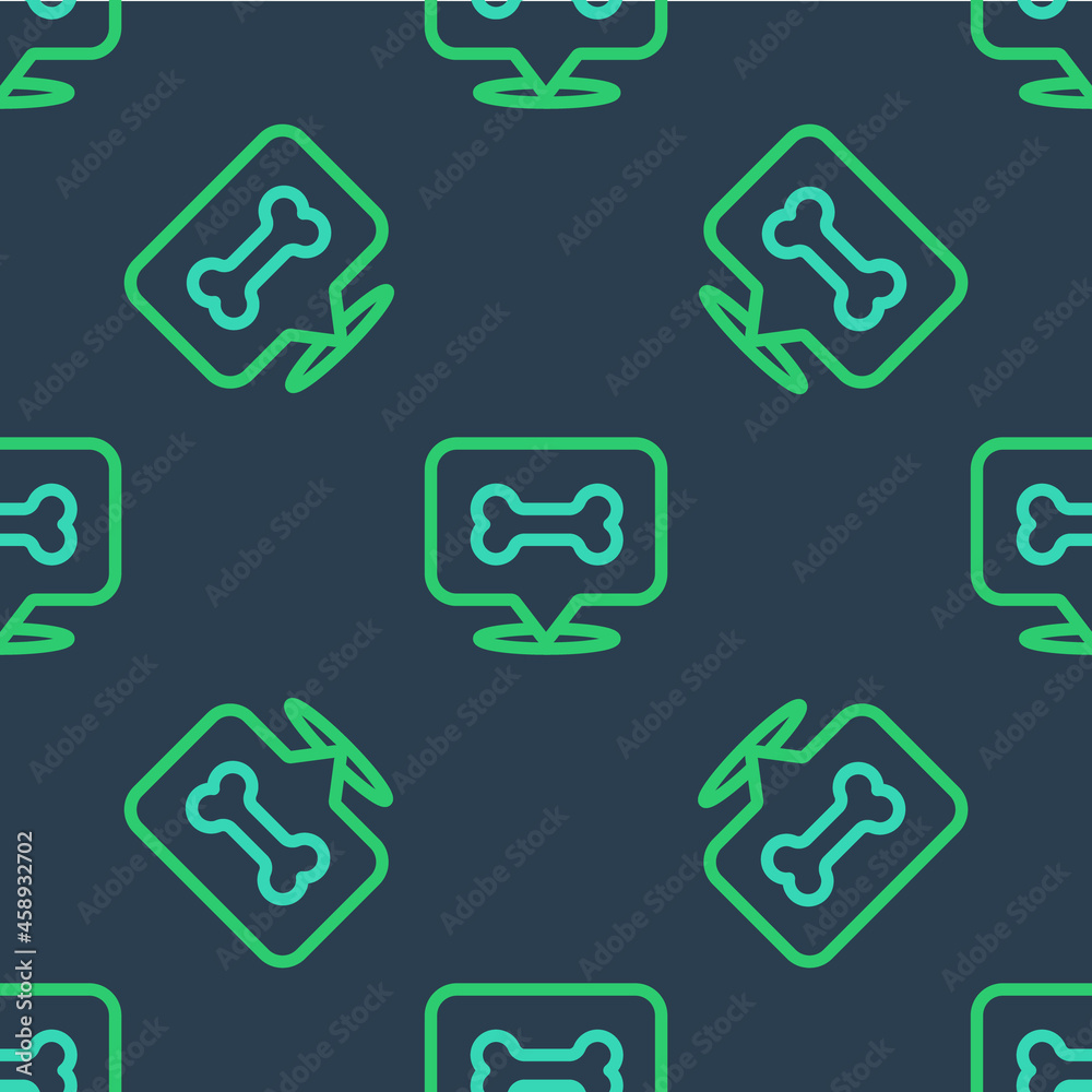 Line Dog bone icon isolated seamless pattern on blue background. Pets food symbol. Vector Line Dog bone icon isolated seamless pattern on blue background. Pets food symbol. Vector