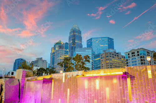 Charlotte city downtown skyline cityscape of North Carolina