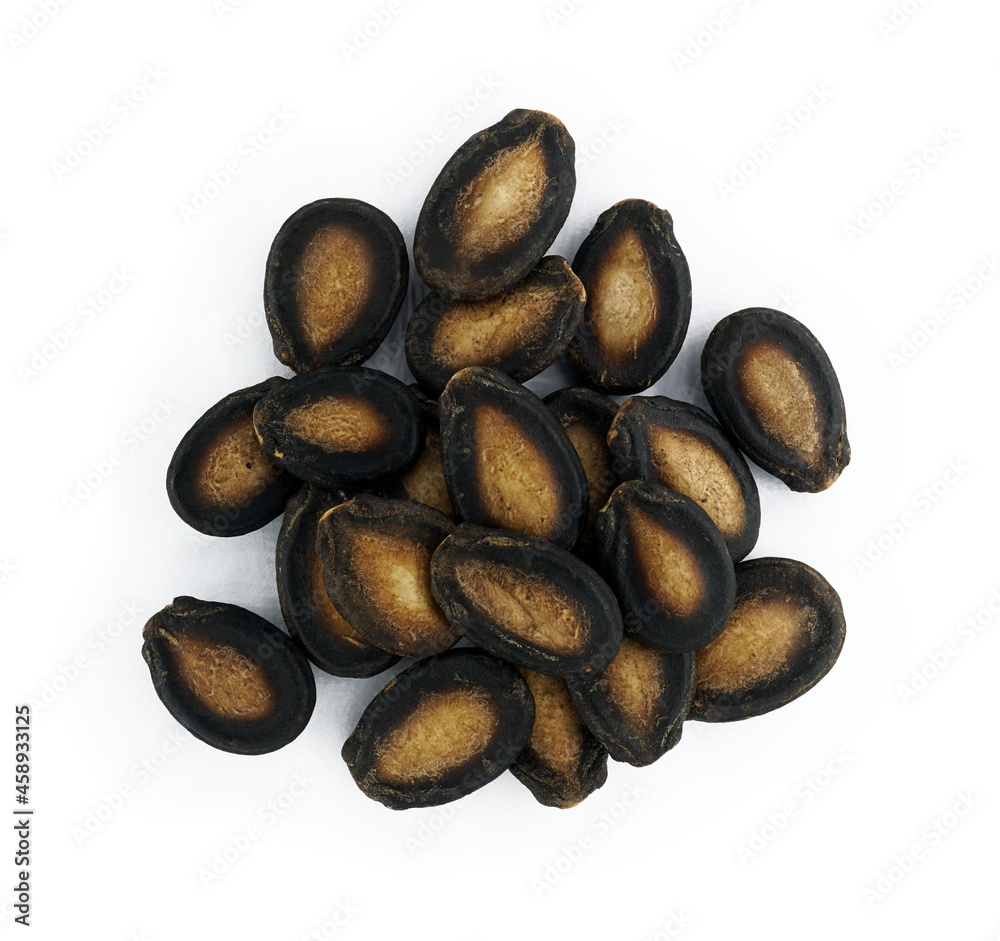 Dried watermelon seeds, Organic grains food, Isolated on white background, Top view Dried watermelon seeds, Organic grains food, Isolated on white background, Top view
