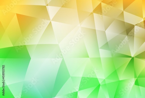 Light Green, Yellow vector polygon abstract backdrop.