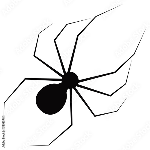 Spider isolated. Vector simple shape of spider. Black color.