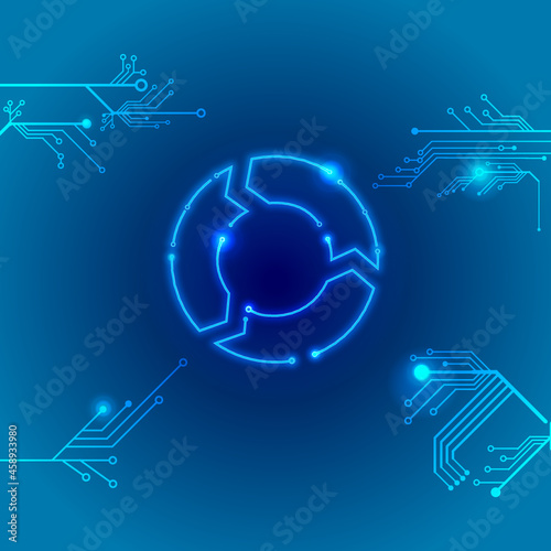 e-waste, recycling icon made from a circuit board illustration