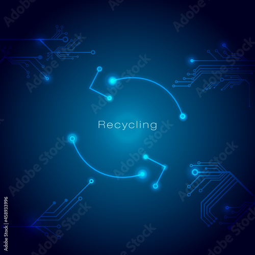 e-waste, recycling icon made from a circuit board illustration