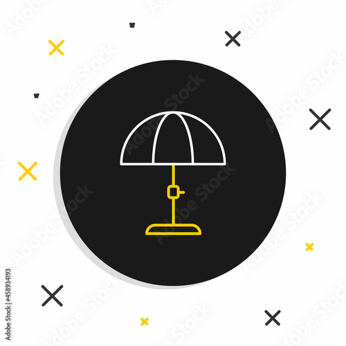 Line Sun protective umbrella for beach icon isolated on white background. Large parasol for outdoor space. Beach umbrella. Colorful outline concept. Vector