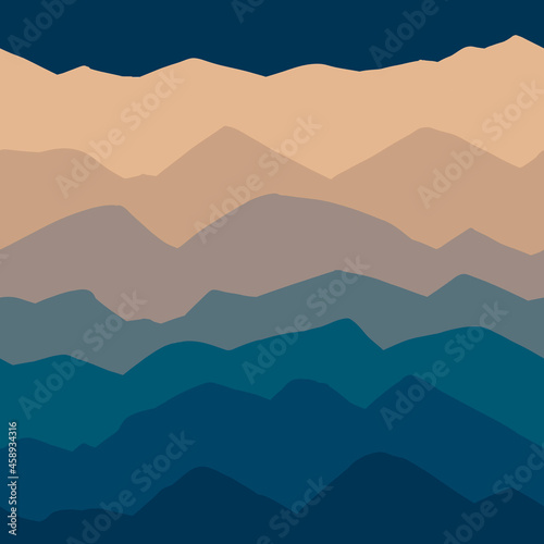 Simple Seamless Pattern Mountains. Mountains ridges in geometric style. Flat design. Landscape background.