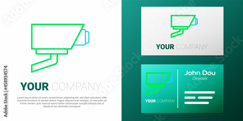 Line Security camera icon isolated on white background. Colorful outline concept. Vector