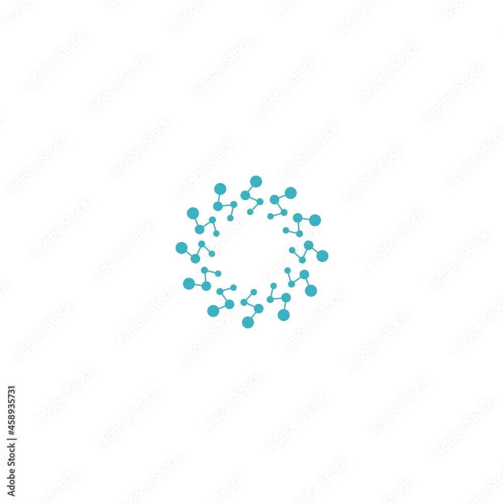 Abstract vector circle logotype unusual isolated chem logo Virus icon Orange sun Flower