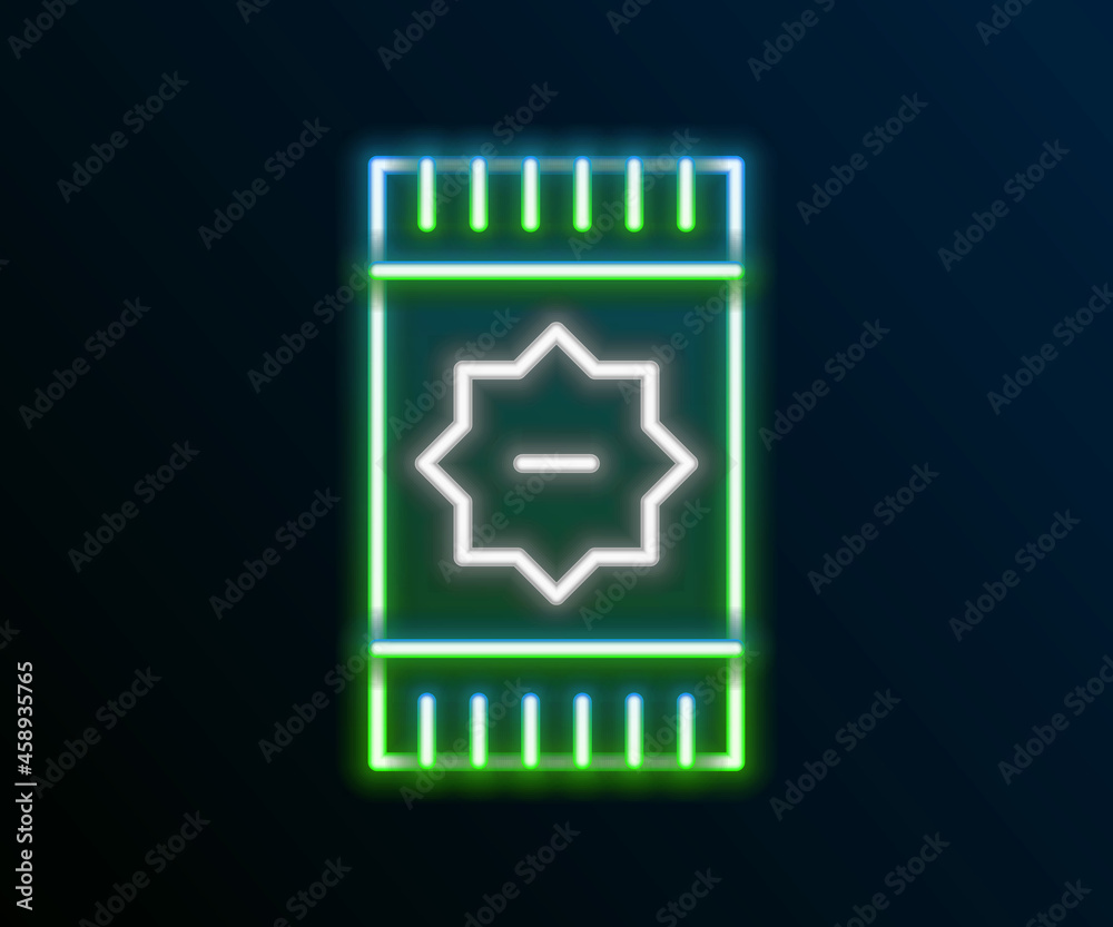Glowing neon line Mexican carpet icon isolated on black background. Colorful outline concept. Vector Glowing neon line Mexican carpet icon isolated on black background. Colorful outline concept. Vector