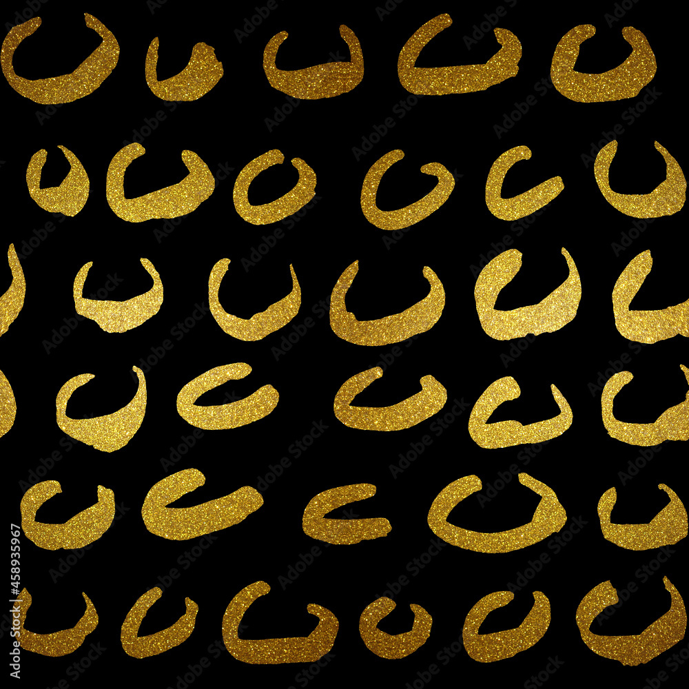 Abstract gold pattern on a black background. Seamless pattern