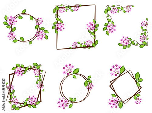 Set of flower frame with hoya carnosa. Template for wedding invitation card or postcard. Vector illustration