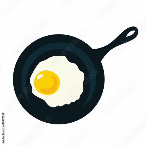 egg fried in a pan cooking illustration vector design