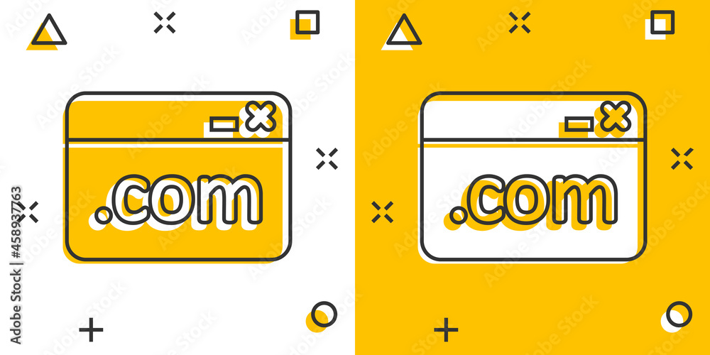 Website domain icon in comic style. Com internet address cartoon vector ...