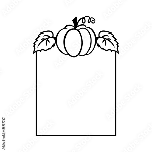Frame with pumpkin is on white background. Vector illustration.