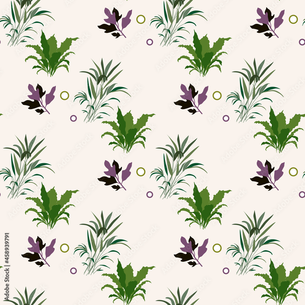 Vector Seamless Pattern Leaf Herb Plant background