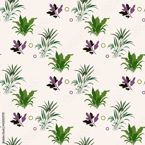 Vector Seamless Pattern Leaf Herb Plant background